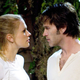 Anna Paquin as Sookie Stackhouse and Stephen Moyer as Bill Compton.